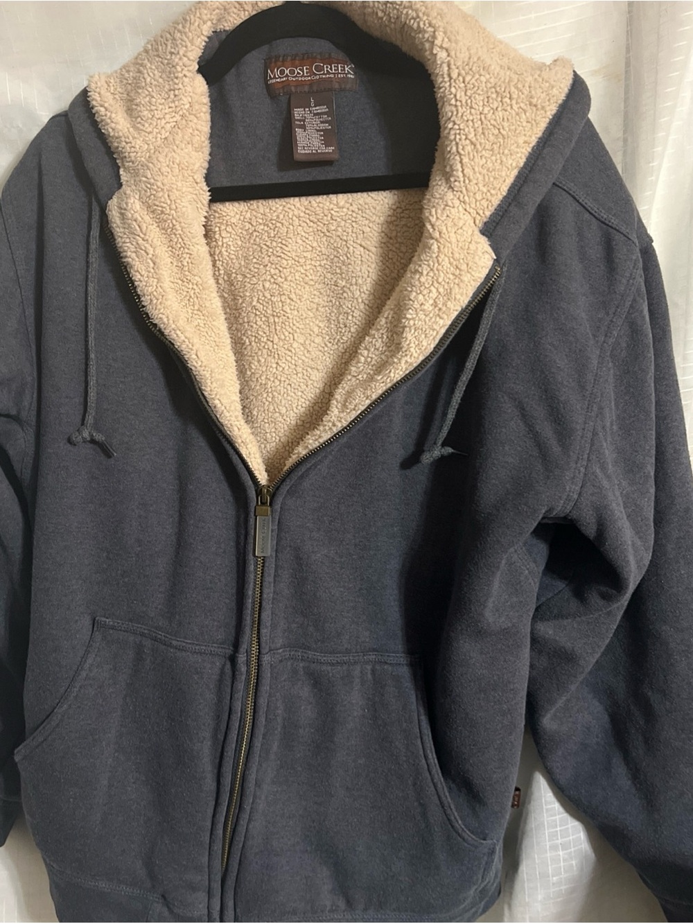 Moose Creek large Men's Charcoal Sherpa-Lined Zip Hoodie